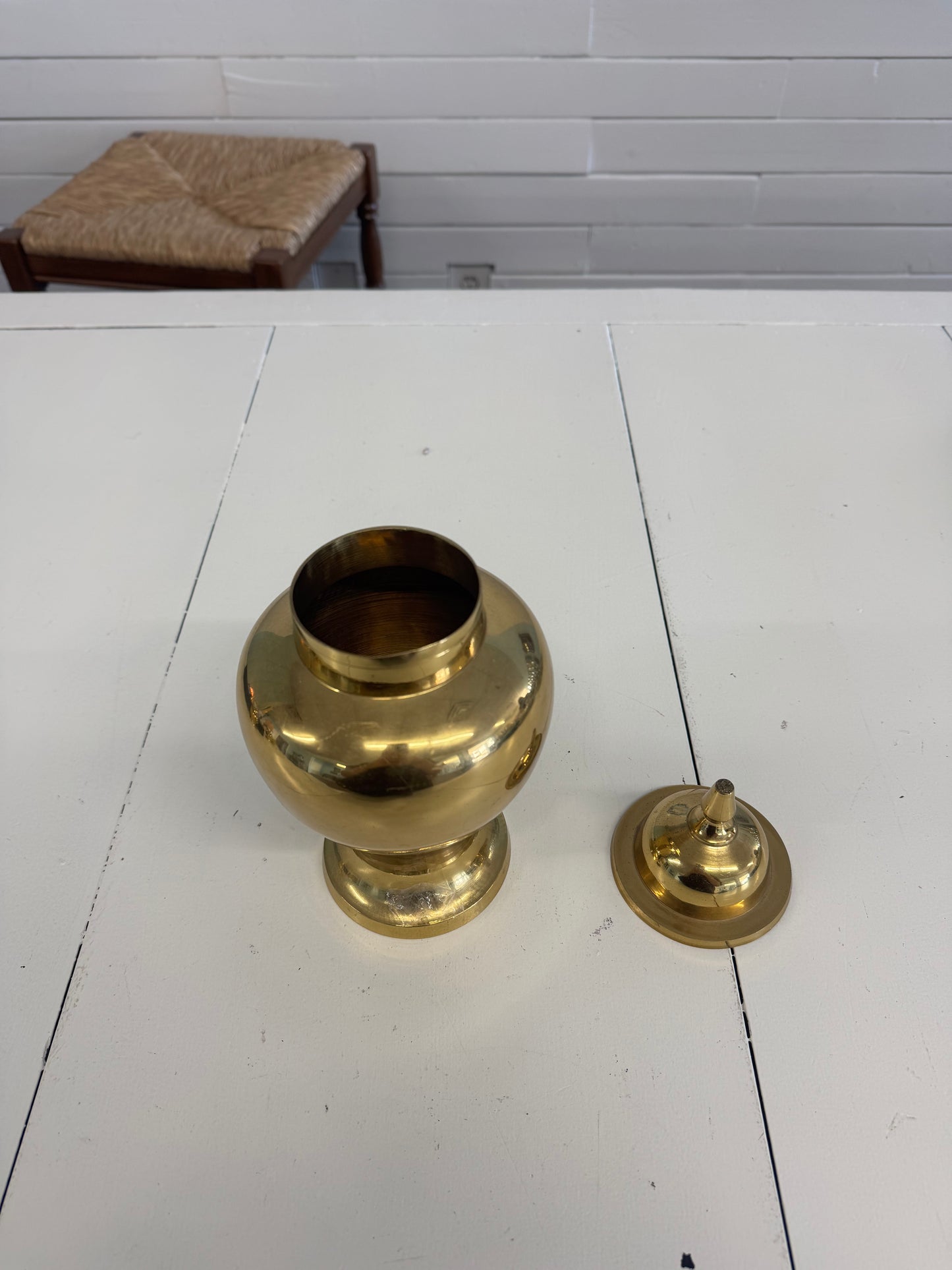 Brass Temple Jar 9”
