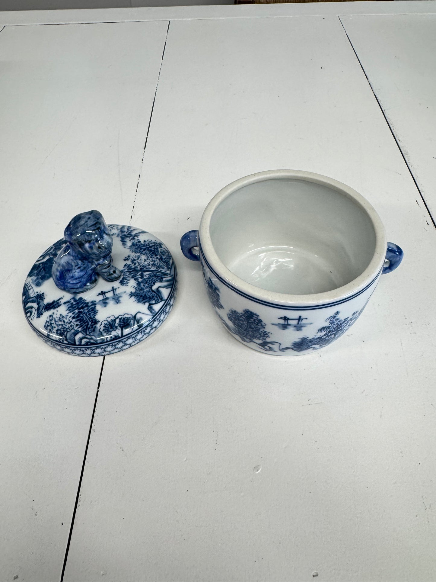 Blue Willow Foo Dog Candy Jar