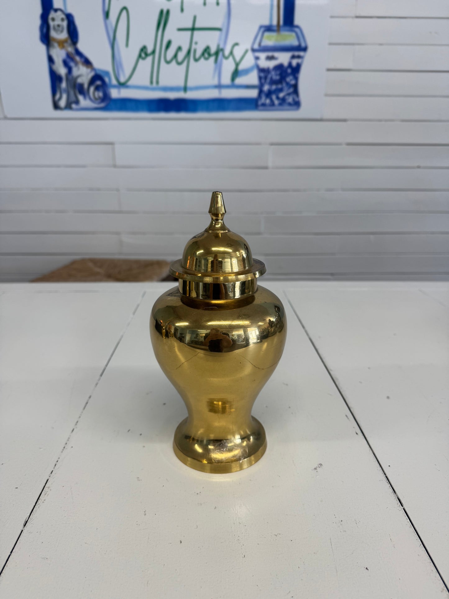 Brass Temple Jar 9”