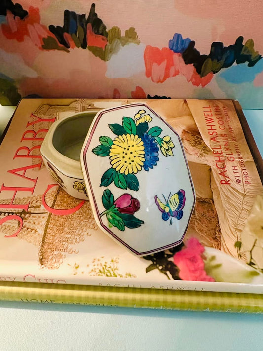 Ceramic Octagon Trinket Jewelry Box