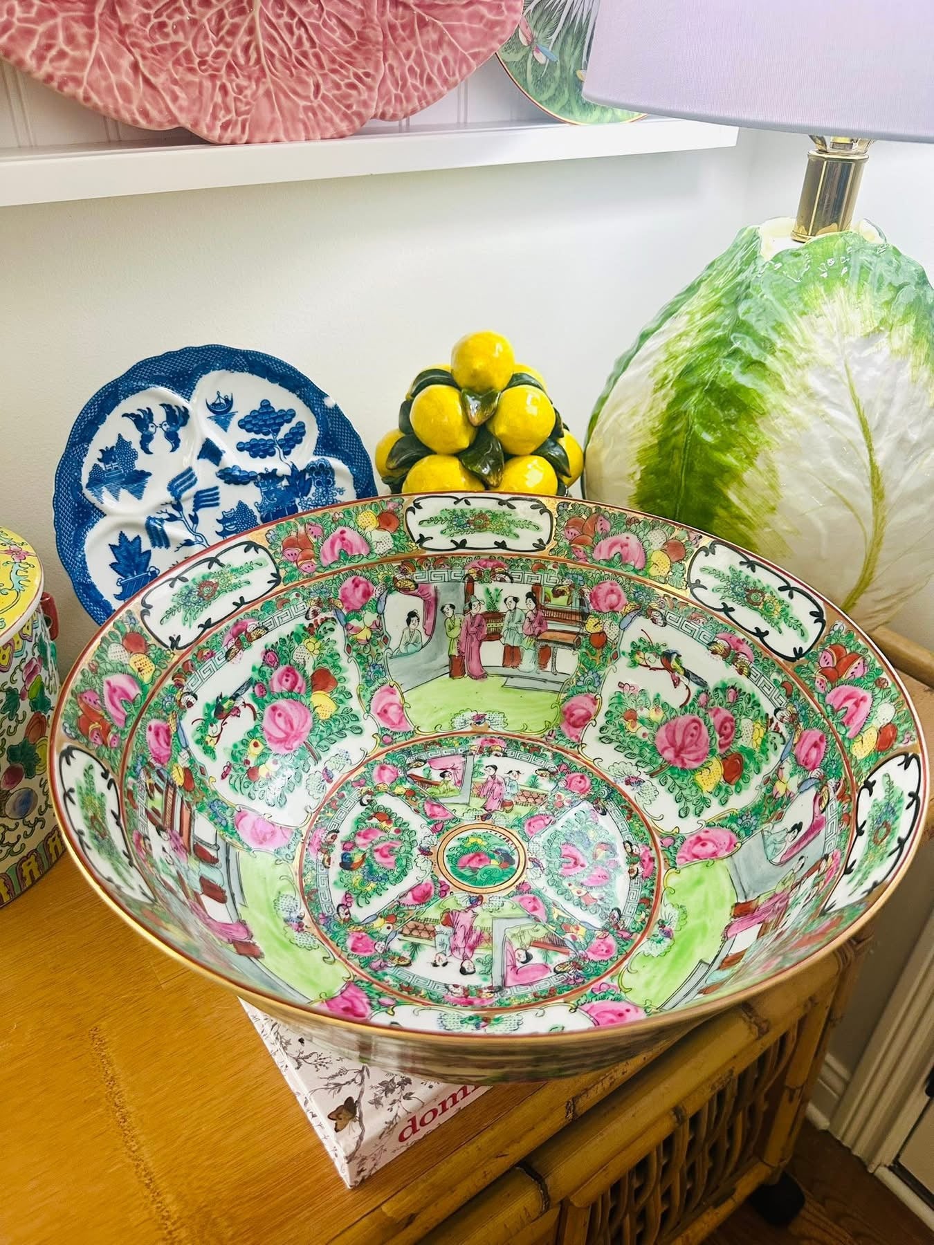 ✨ This Rose Medallion Punch Bowl is truly a showstopper! The vibrant florals, gilded accents, and hand-painted detail make it a timeless centerpiece that deserves all the attention 🌸💚

Dimensions: 6.5” T X 14.25” W