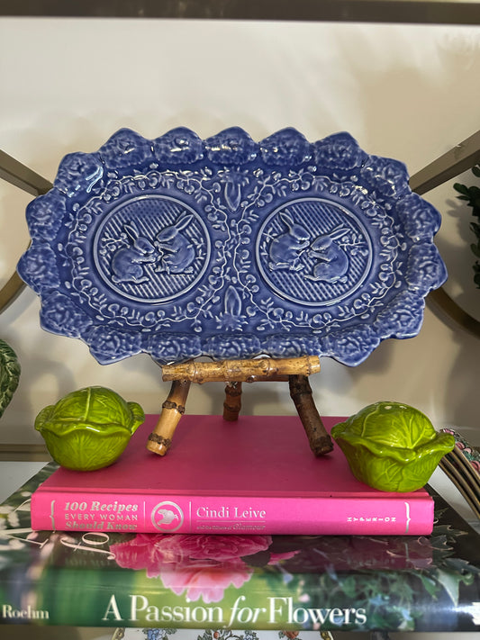Blue Bordallo Pinheiro Platter, Beautiful for Easter 🐰 💙