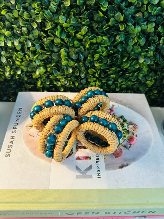 4 beaded napkin rings set