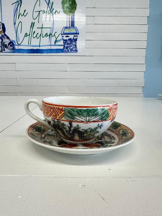 Famille Verte Teacup and Saucer