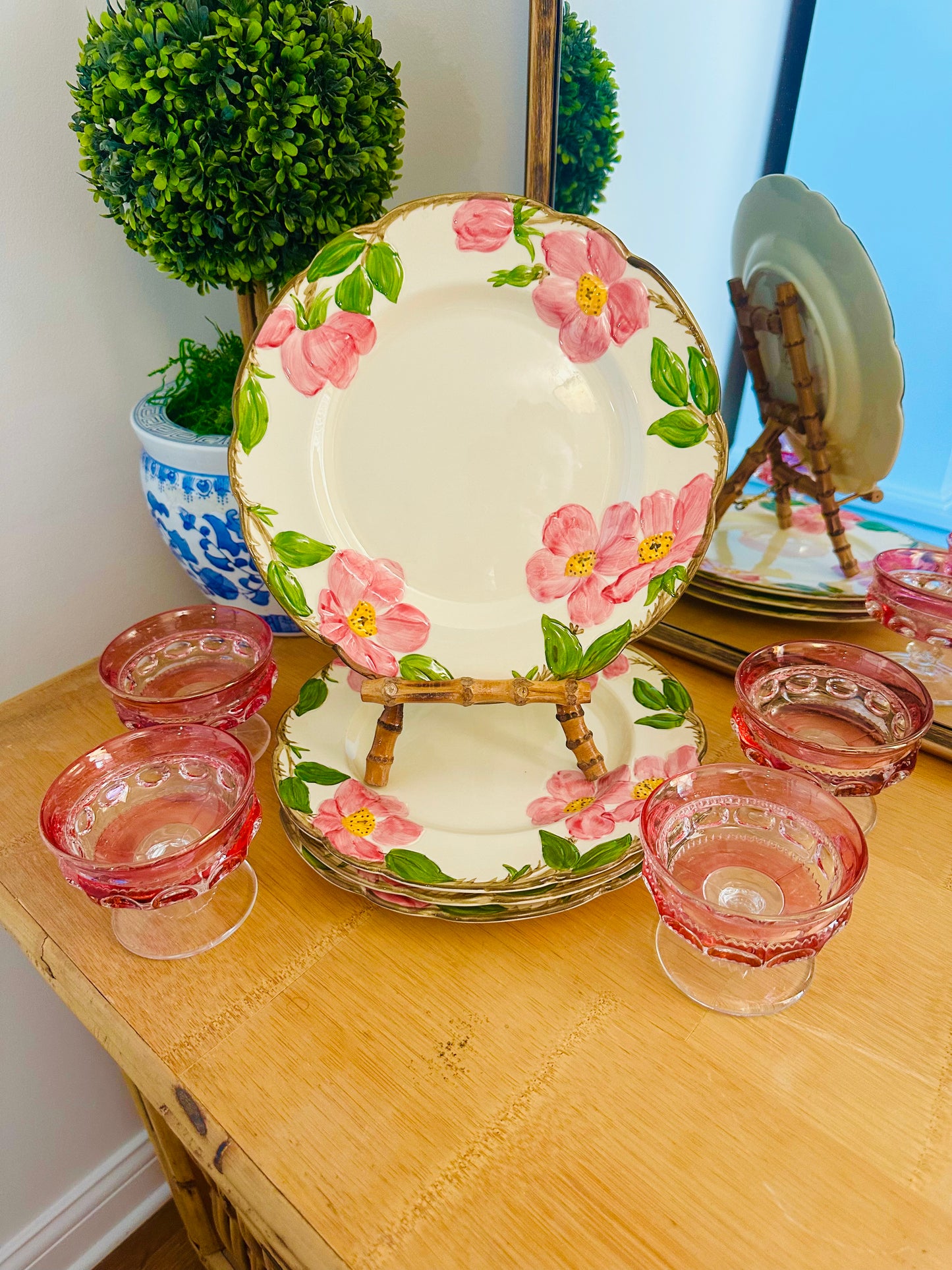 4 Franciscan Desert Rose dinner plates