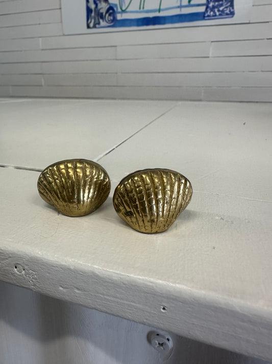 Brass Seashell Paperweight Set