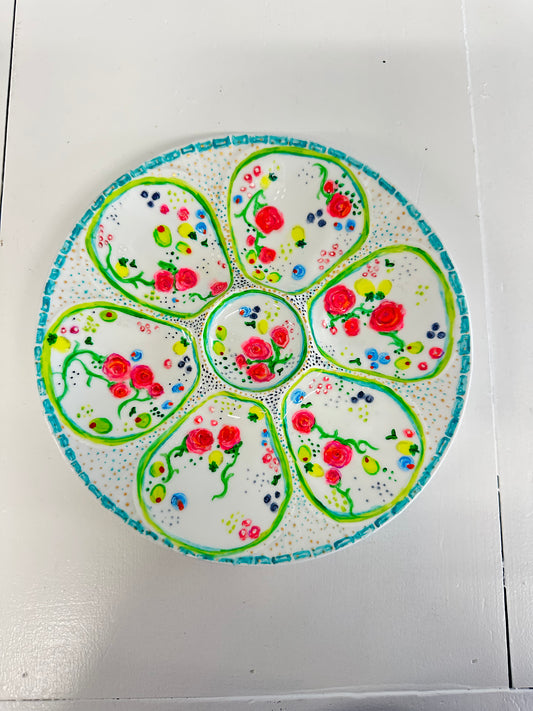 Customized Floral Oyster Plate