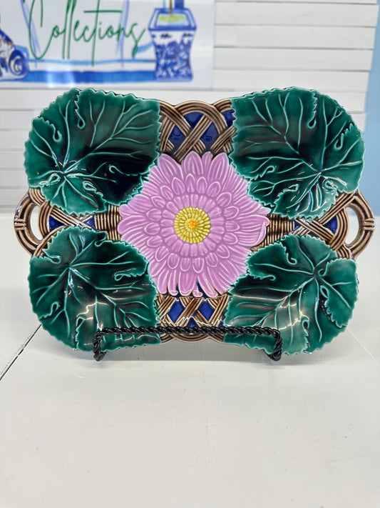 Majolica Floral Tray with Handles