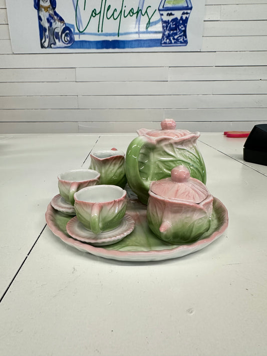 Pink and Green Cabbage Tea Set