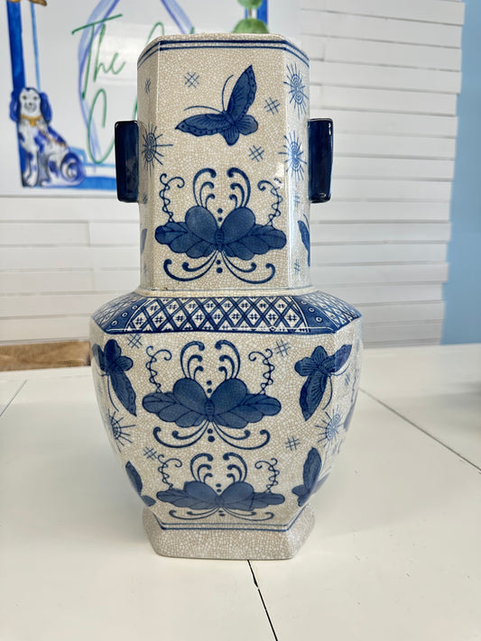 Blue and White Butterfly Vase