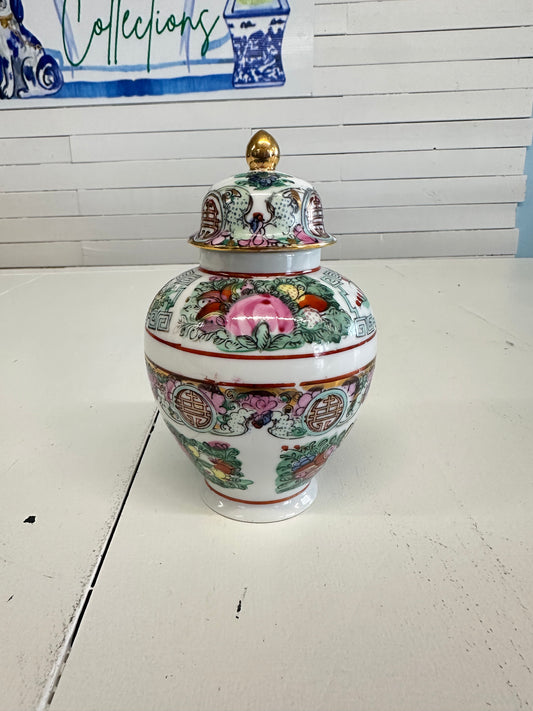 Rose Canton Temple Jar