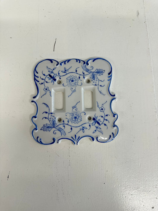 Blue and White Light Switch Cover