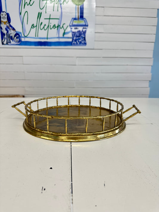 Round Brass Bamboo Tray
