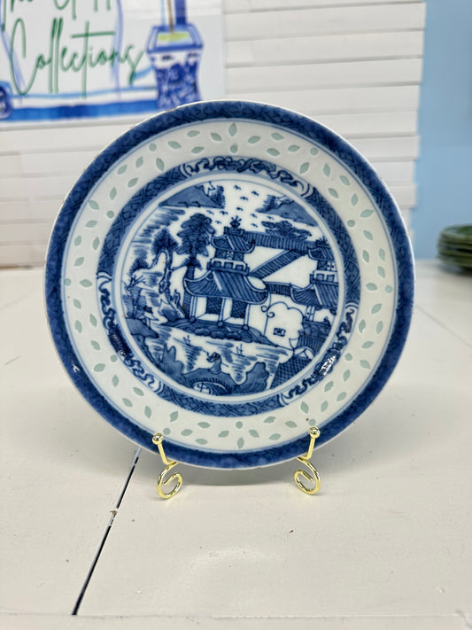 Blue and White Pagoda Plate