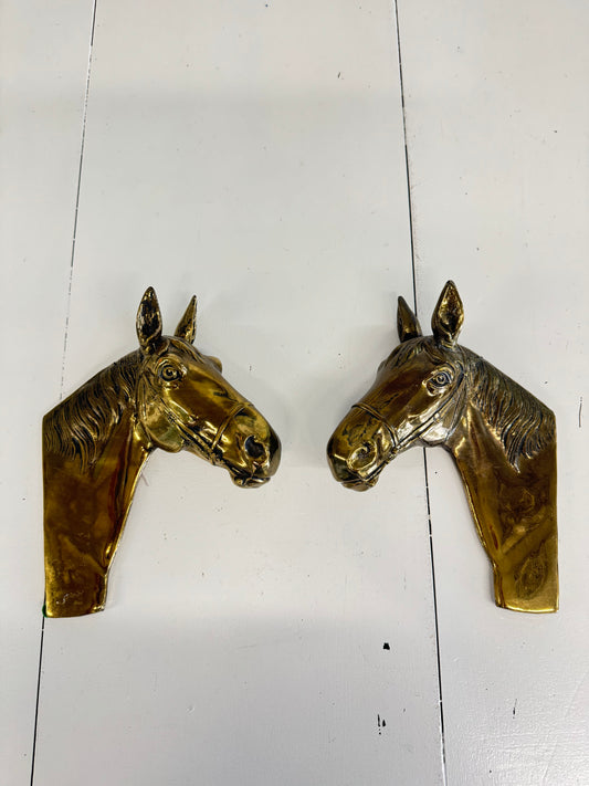 Brass Horse Head Wall Hanging Pair