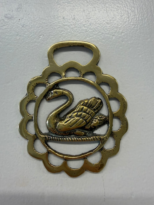 Swan brass medallion